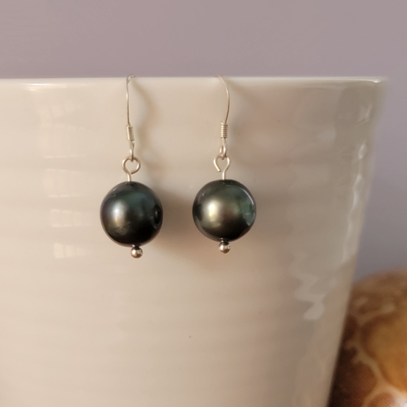New Tahitian Black Pearl Earrings Dangle - Picture 4 of 6
